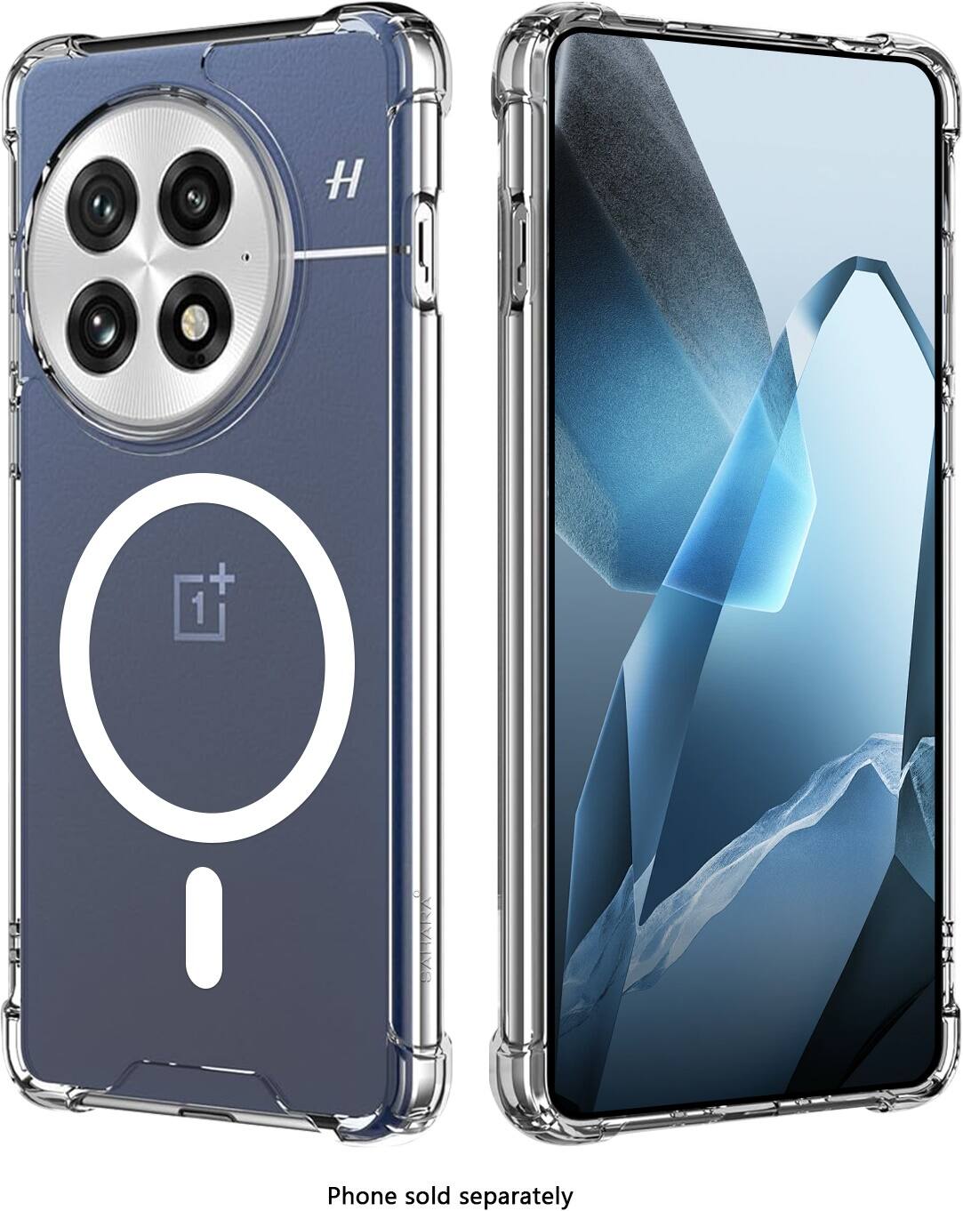 The image shows a phone with a camera on the back and a screen on the front. The phone is made by OnePlus and is available for sale. The image also shows a separate camera lens, which can be used with the phone for better photography.