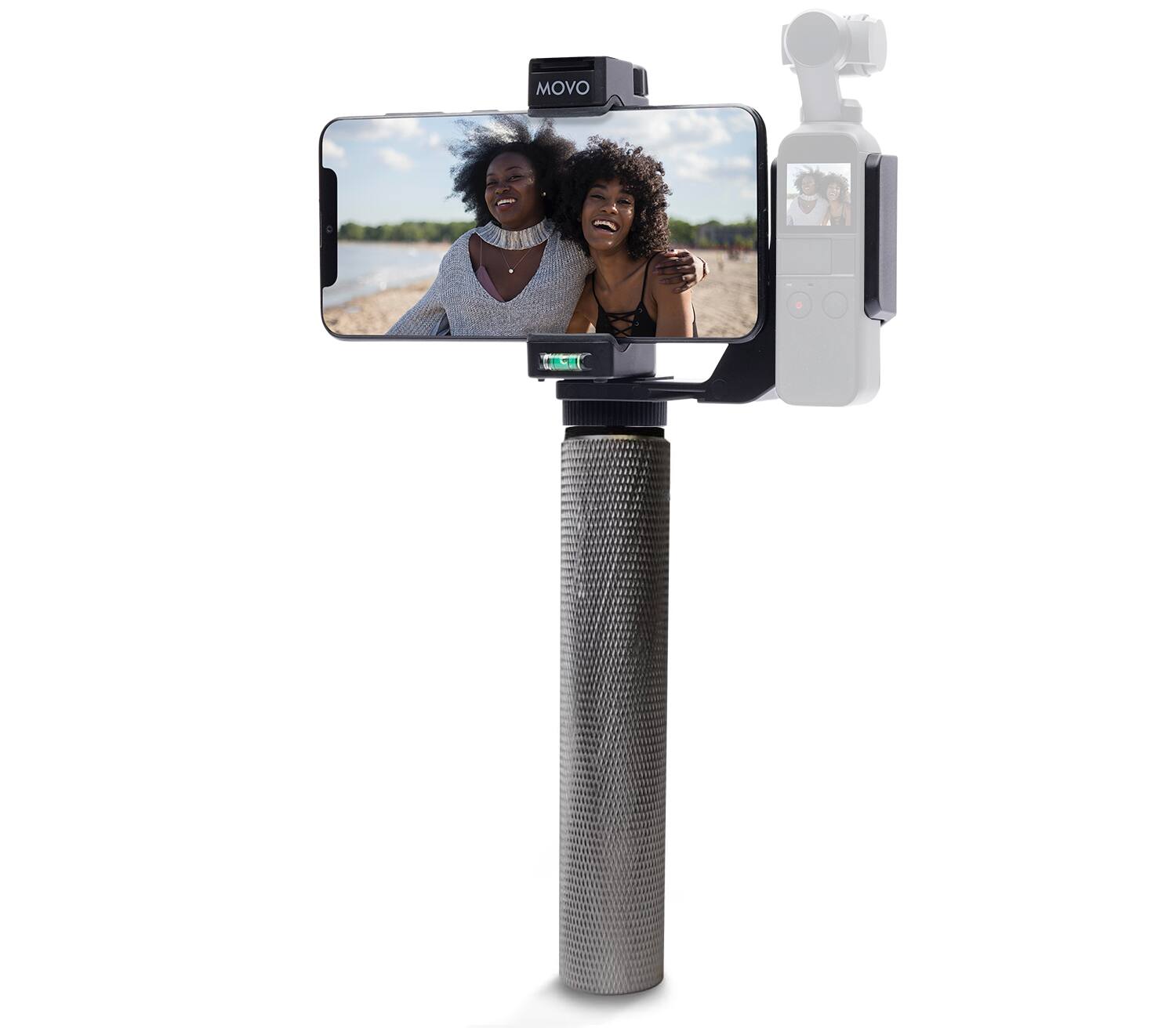 Front. MOVO - Movo OPR-50G Video Rig for DJI OSMO Pocket - Includes Smartphone Mount and Grip Handle.