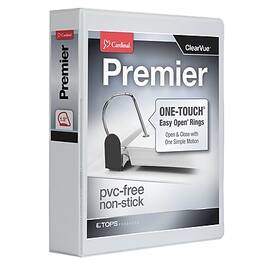 Cardinal - Premier Heavy Duty 1 1/2" 3-Ring View Binders, D-Ring - White