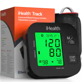 iHealth - Track Plus, Smart Upper Arm Blood Pressure Monitor, Wide Range Cuff, Bluetooth Compatible - Black
