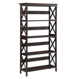 FurniFact - Wooden 5-Tier Bookcase with Non-Lead Base Paint Finish for Home Storage - Espresso