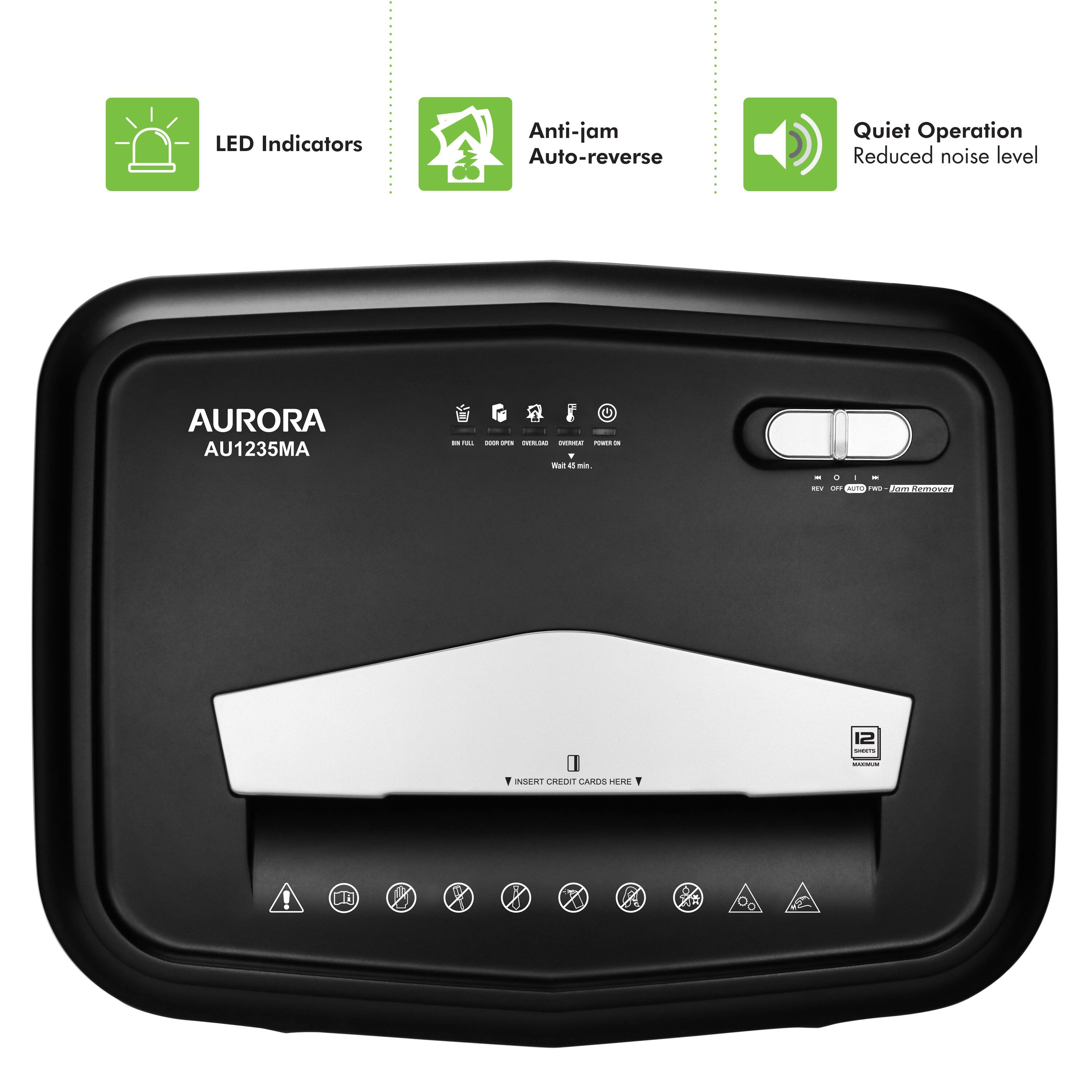 LED Indicators  
Anti-jam Auto-reverse  
Quiet Operation  
Reduced noise level  
AURORA AU1235MA  

INSERT RECH CAROS