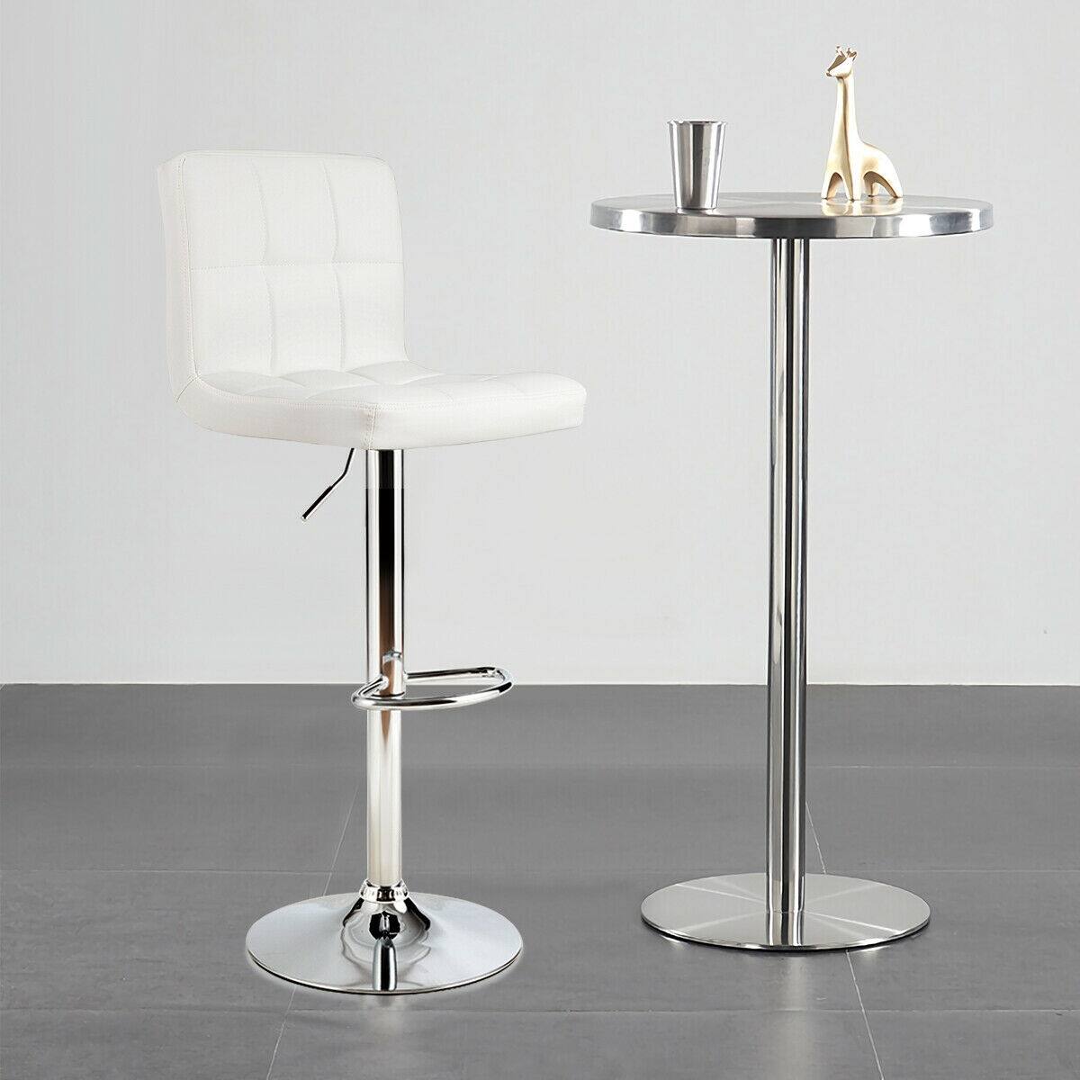 Alt View 10. Ecooso - Armless PU Leather Bar Stool with Adjustable Height and Swivel Seat for Kitchen or Bar - White.