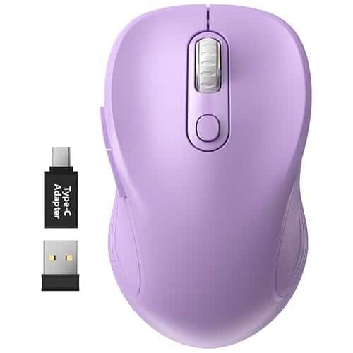 Cozy Serene - Wireless Mouse USB Type-C Purple 2.4g For Laptop Computer With Receiver And Adapter - Wireless - Violate