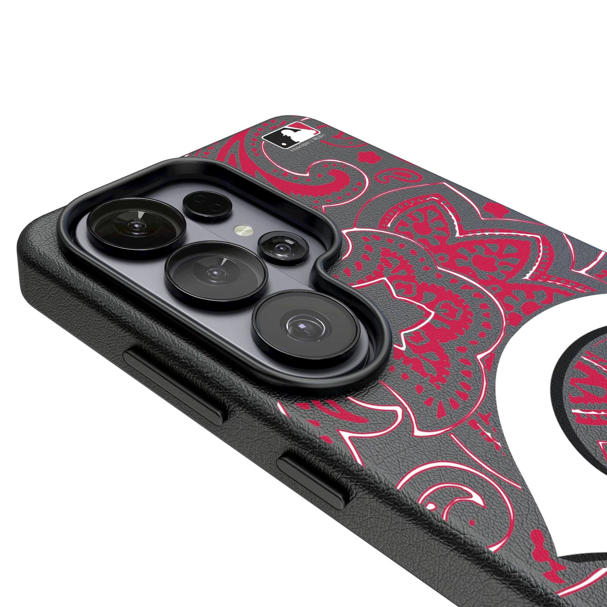 Alt View 2. Keyscaper - Cincinnati Reds Paisley Galaxy Magnetic Bump Case - S26 - Black.