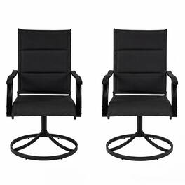 Costway - Padded Patio Swivel Chairs Set of 2, Ergonomic Outdoor Dining Chairs with High Back - Black