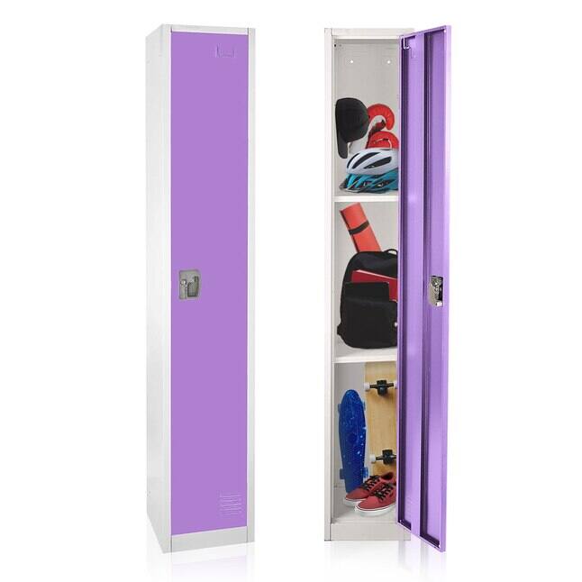 Alt View 4. AdirOffice - Storage Locker 629-Series 72" H 1-Tier Steel Key Lock 2-Shelf Locker with Key Lock - Purple.