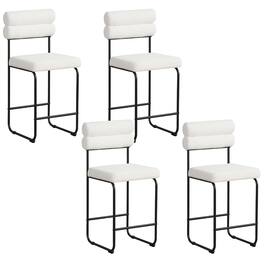 Gymax - Set of 4 Counter Height Bar Stools 26'' Counter Stools w/ Metal Frame & Footrest White & Black - White, Black
