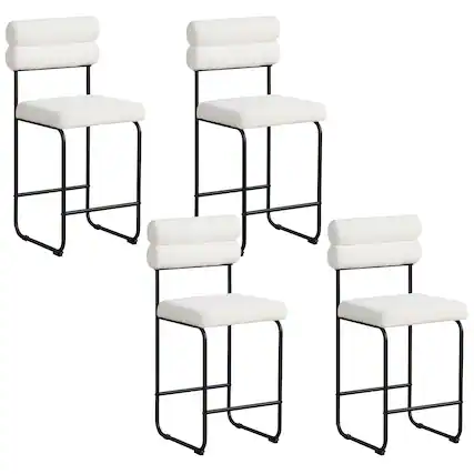 Front. Gymax - Gymax Set of 4 Counter Height Bar Stools 26'' Counter Stools w/ Metal Frame & Footrest White & Black - White, Black.