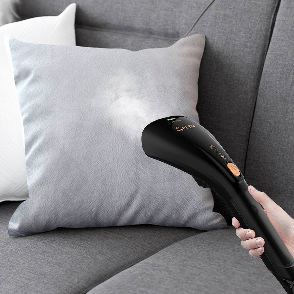 Left. SALAV - Dual Steam Setting Quicksteam Handheld Garment Steamer - BLACK.