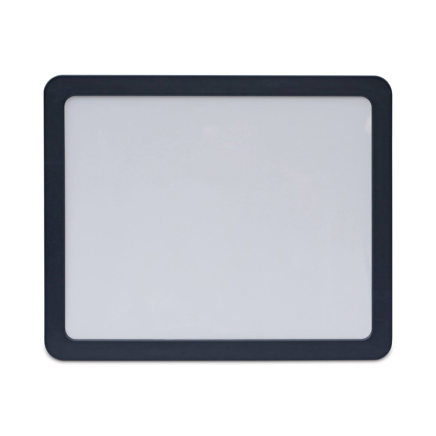 Front. Universal - Recycled Cubicle Dry Erase Board, 15.88" x 12.88", White Surface, Charcoal Gray Plastic Frame.
