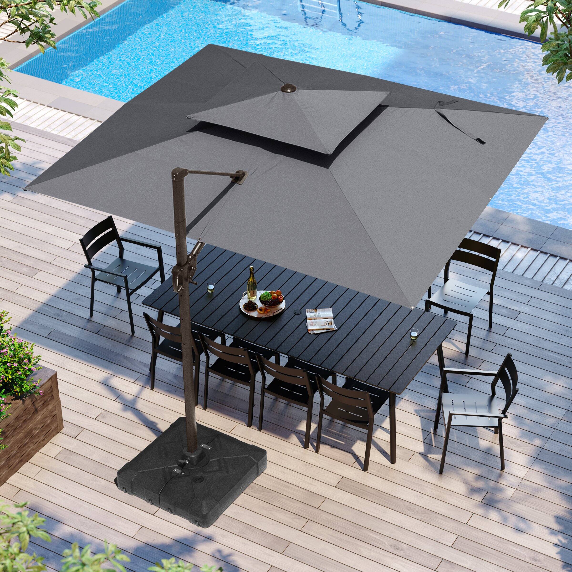 Alt View 6. Crestlive Products - Crestlive Products 11-ft Aluminum Dark Gray Slide-tilt Cantilever Patio Umbrella with Base - Dark gray.