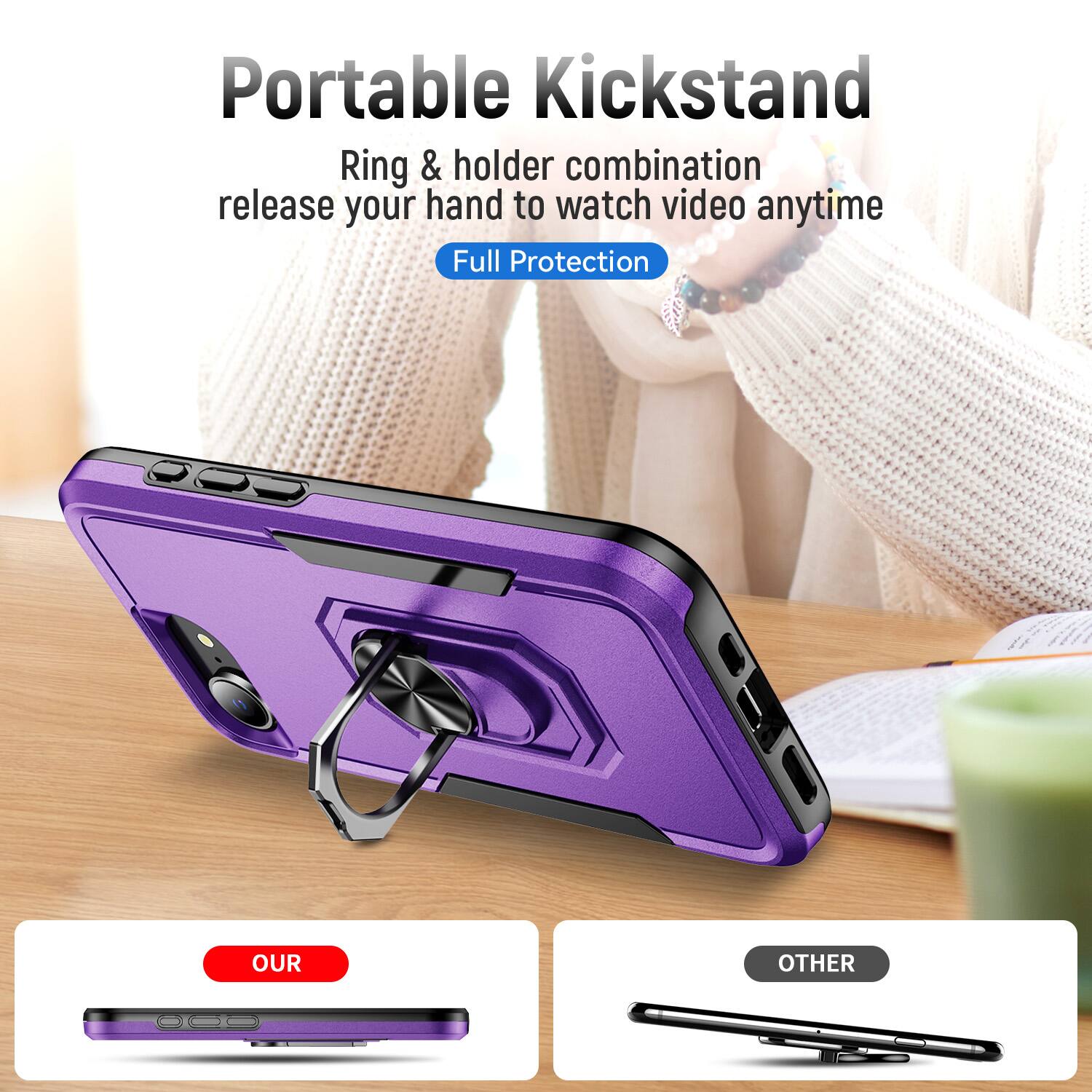Portable Kickstand  
Ring & holder combination release your hand to watch video anytime  
Full Protection  

OUR  
OTHER