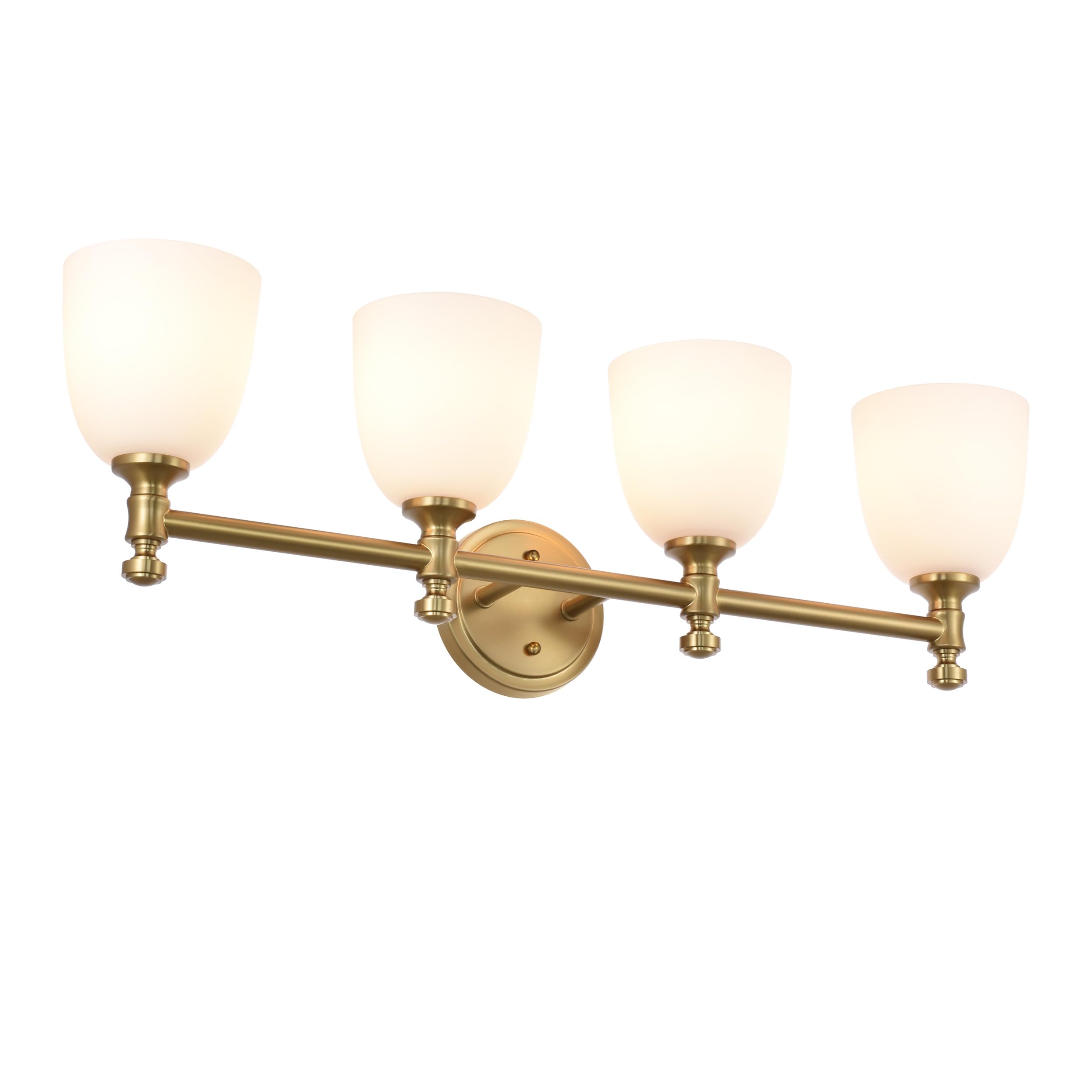 Alt View 1. Comfort Essence - Bathroom Vanity Light Fixtures Over Mirror Traditional Lights For Living Room Milk Bell Glass Shades Standa - Aged Brass 3-Light.