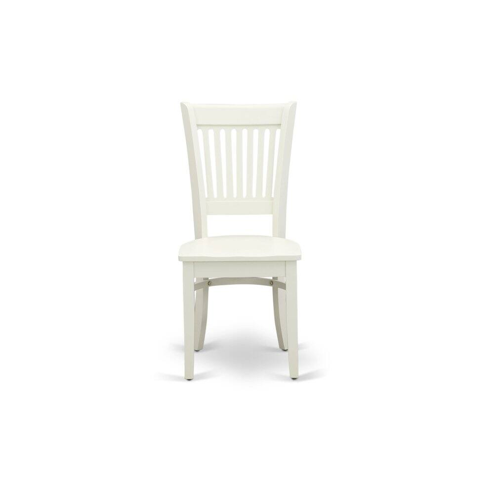 Back. East West Furniture - ANVA3-LWH-W - 3-Pc Kitchen Dining Table Set- 2 Modern dining room chairs and Dining Room Table - Wooden Seat and - Linen White.