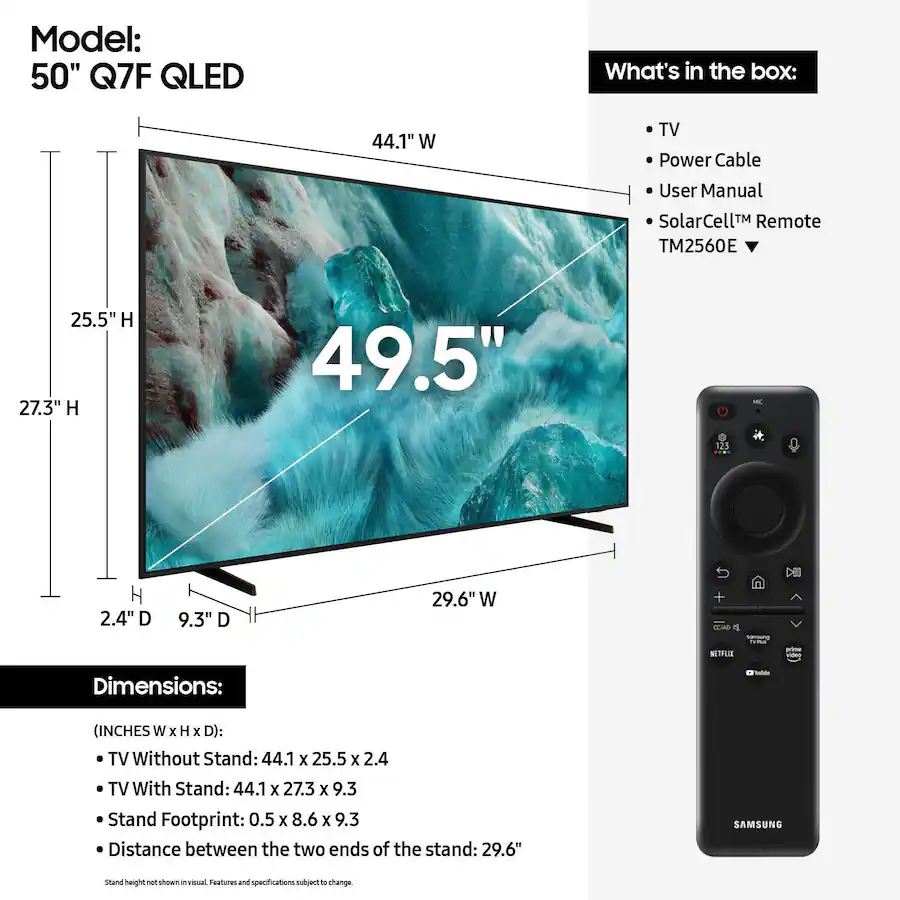 Samsung 50” Class Q7F Series QLED 4K UHD SamsungVision AI Smart Tizen ...