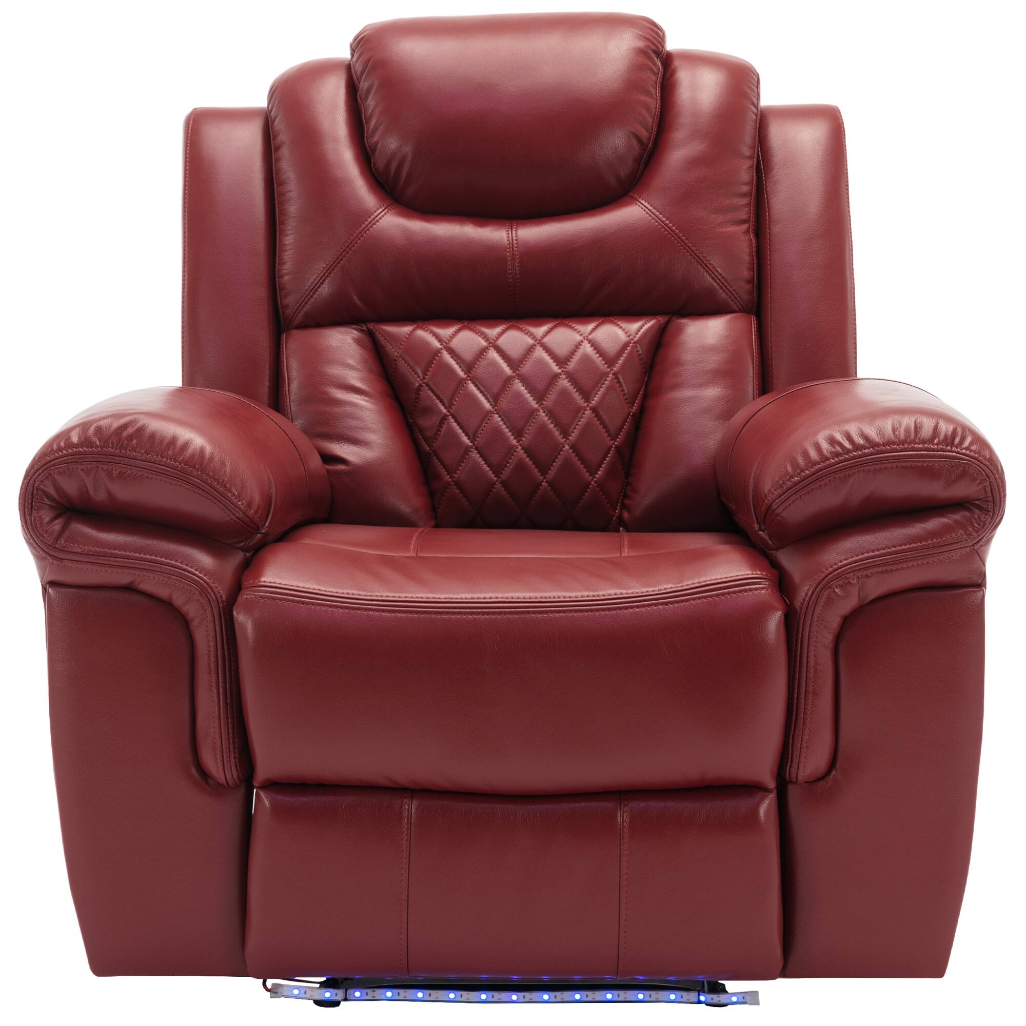 Alt View 2. TinyHomie - Home Theater Seating Manual Recliner Chair with LED Light Strip for Living Room Bedroom Wine Red - Red.