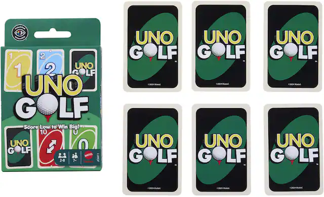 Colorblind Accessible
UNO GOLF
Score Low to Win Big!
10
©2024 Mattel
2-8 Players
7+
JGM11
©2024 Mattel