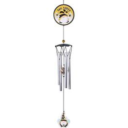 Spoontiques - Bee Happy Gnome Metal Outdoor Garden Wind Chime Patio Decoration 18 Inch
