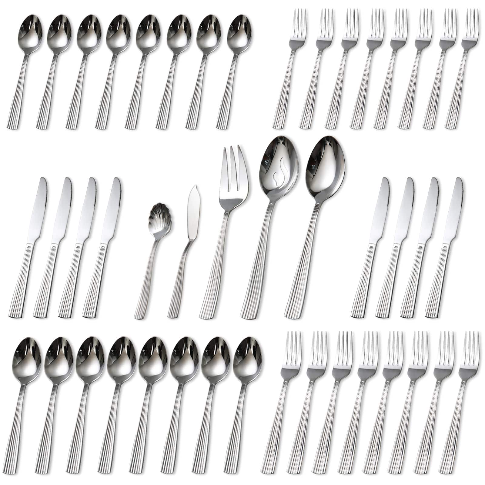 KOOMADE - Flatware Empire20/ 40/ Stainless Steel Textured Finish Dishwasher Safe Includes Salad Fork Knife Spoon - 45PCS