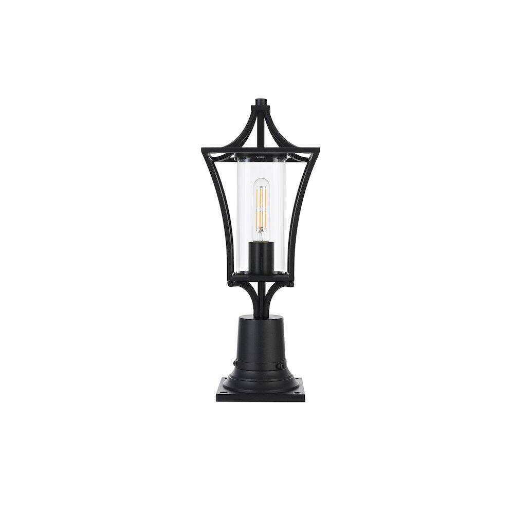 Left. Elegant Lighting - Belgrade 7 inch Outdoor Pendant in Black - Black.