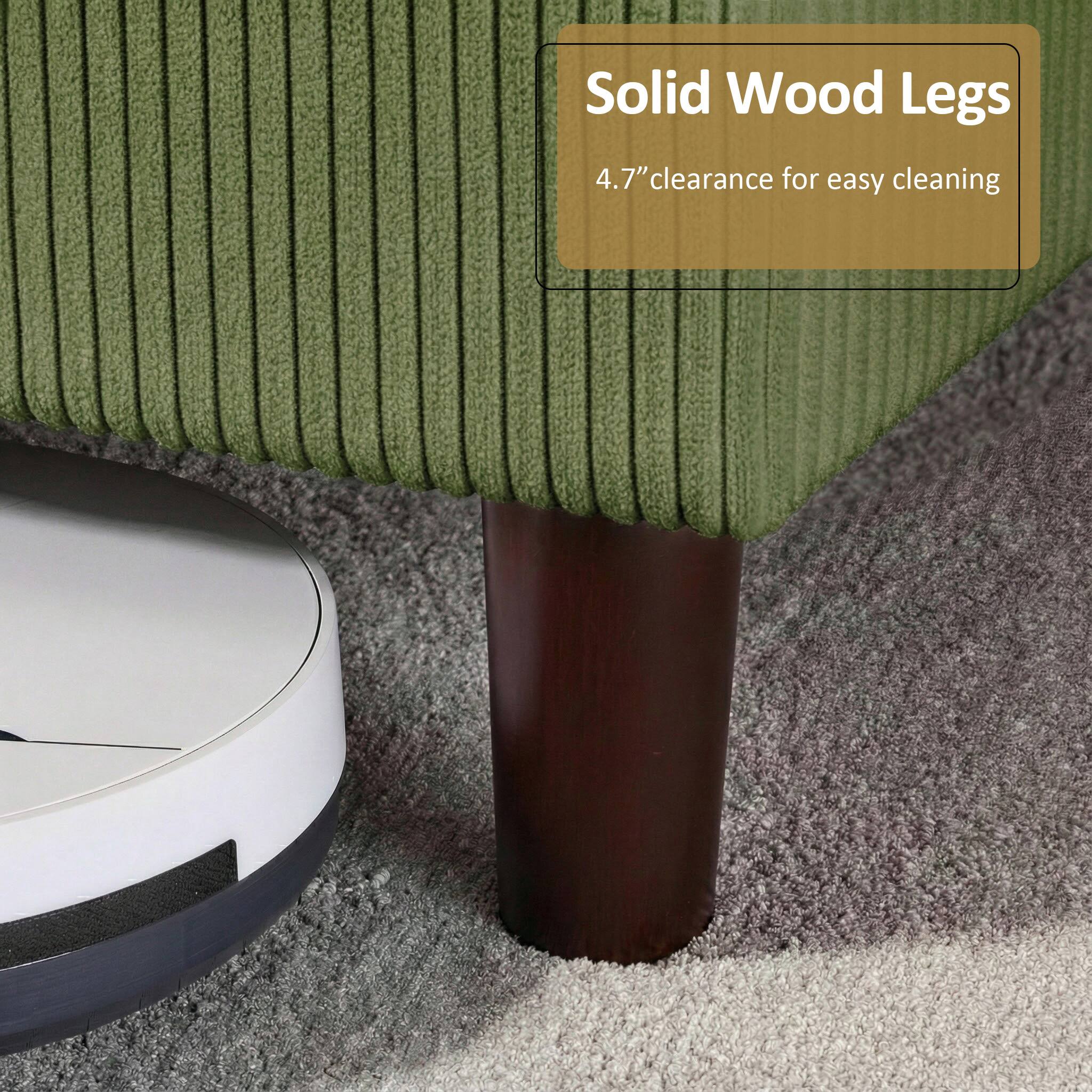 Solid Wood Legs  
4.7" clearance for easy cleaning