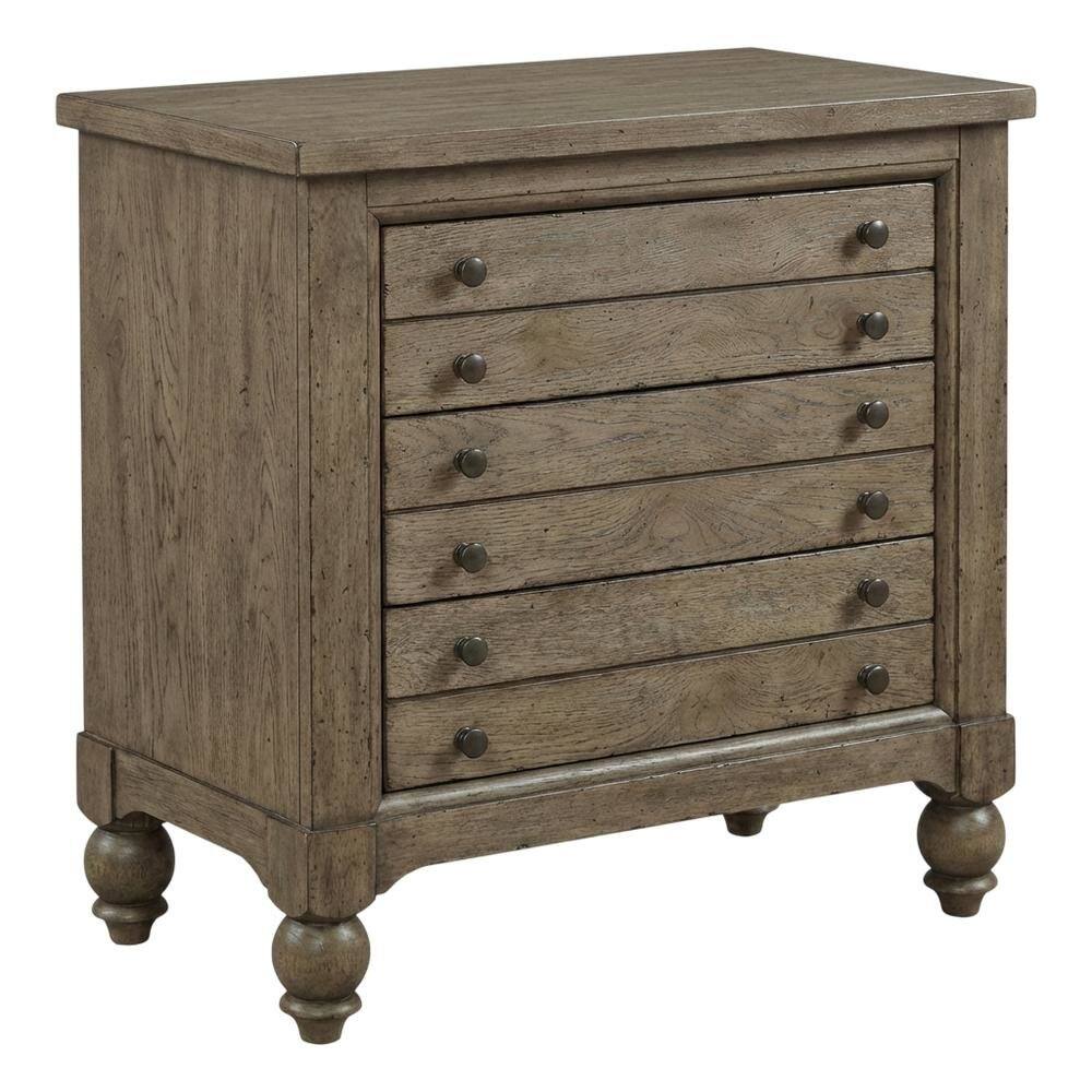 Angle. Starlight Canyon Home - Dusty Taupe Bedside Chest with Charging Station and Modern Design - Multi.