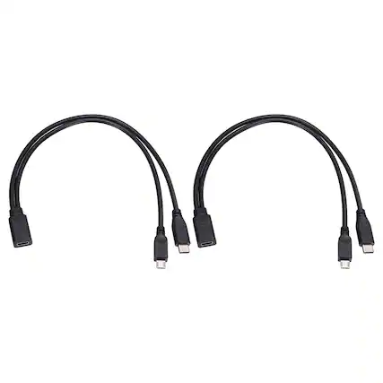 Front. Unique Bargains - 2pcs Type C Female to Type C and Micro USB Male 11.8" Adapter Set - Black.