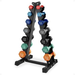 HolaHatha - 146 Pound Neoprene Dumbbell Full Body Weight Set with Storage Rack - Multicolor