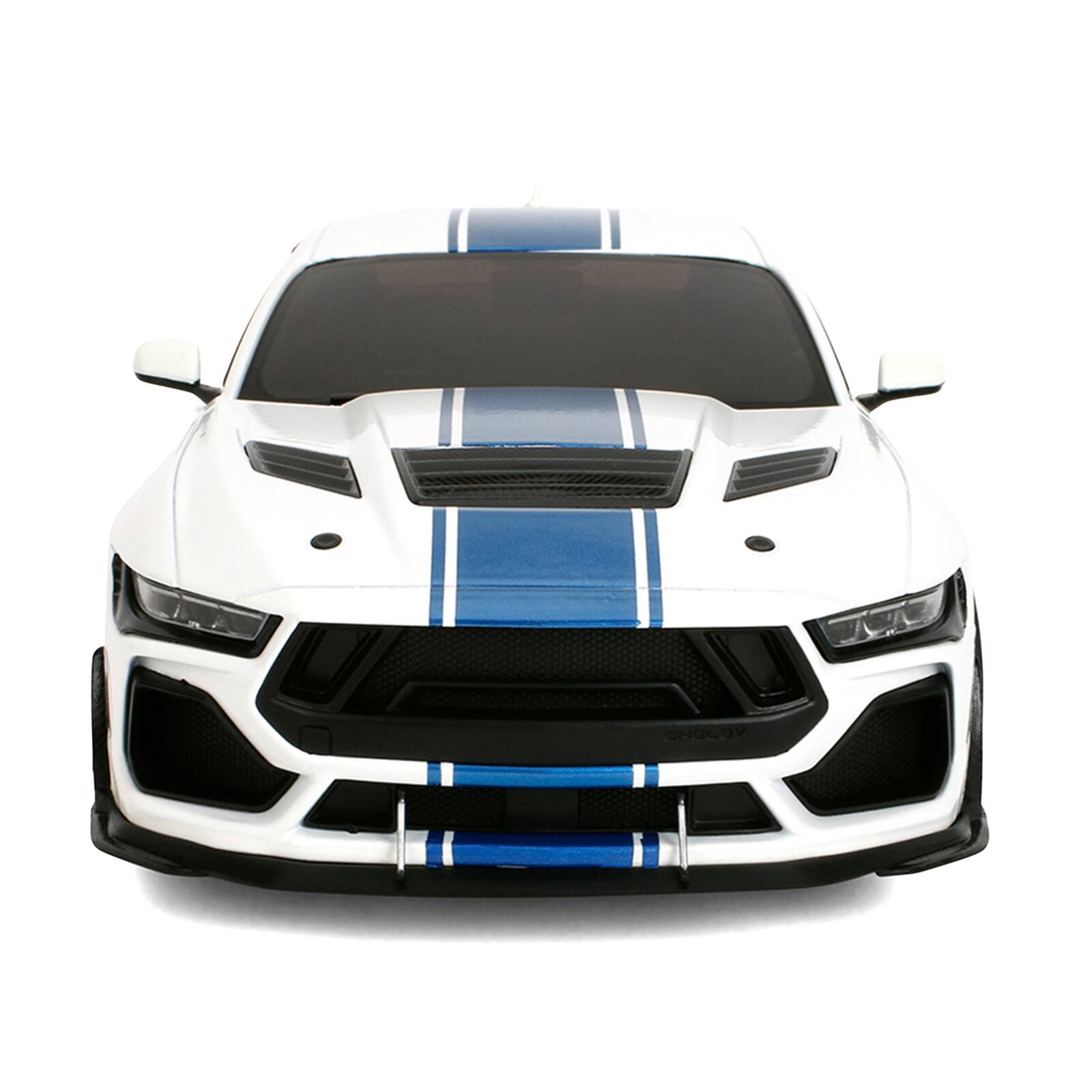 Alt View 5. Jada - Ford Mustang Shelby Super Snake White Metallic with Blue and Gold Wheels "Pink Slips" Series 1/18 Model Car by Jada.