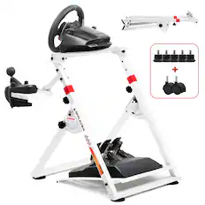 Front. GTPlayer - Sim Racing Wheel Stand Simulator Cockpit Wheel Stand,White - White.