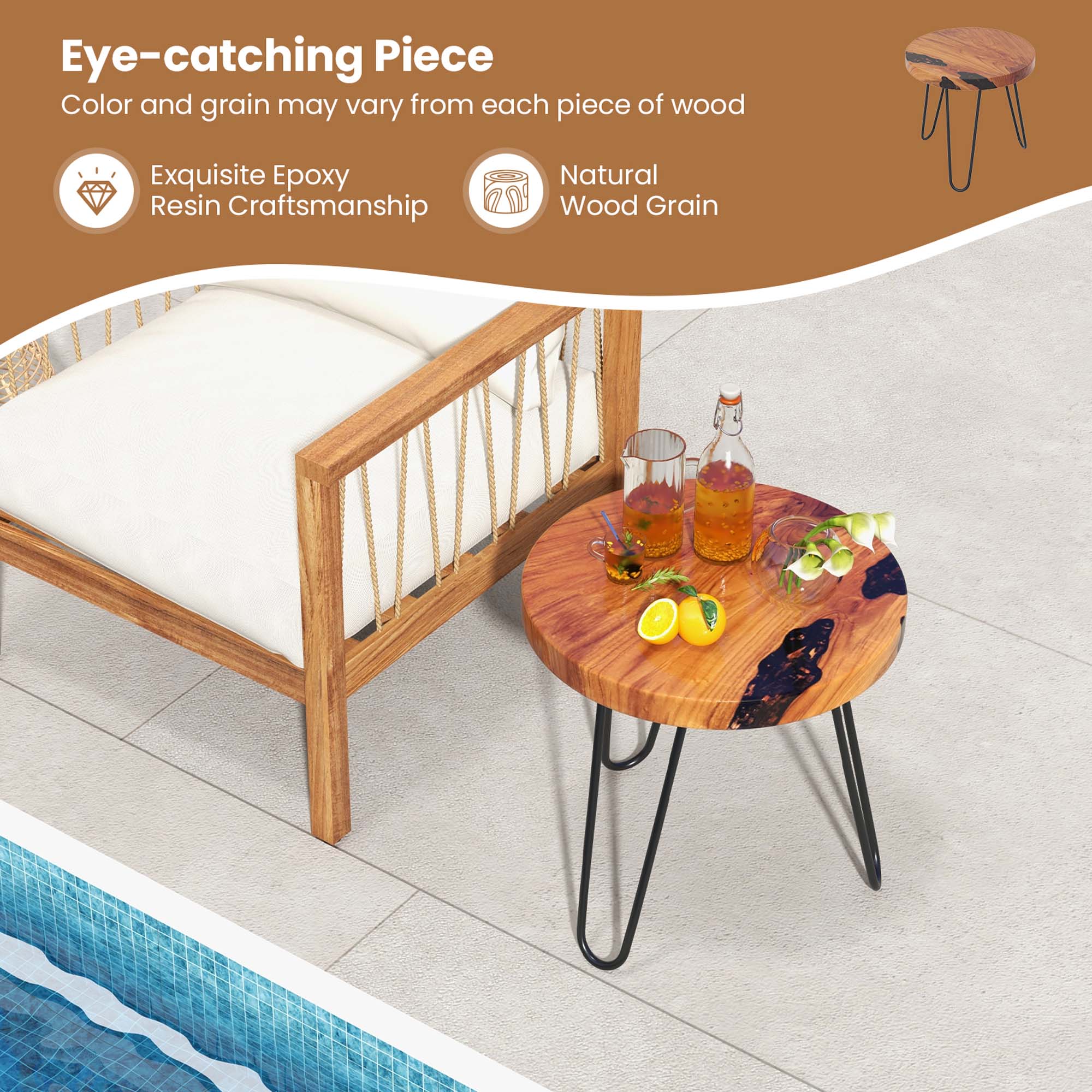 Eye-catching Piece: Color and grain may vary from each piece of wood. Exquisite craftsmanship. Natural wood grain.