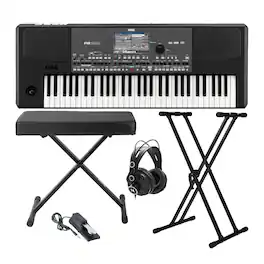 Korg - PA600 61-Key Professional Arranger Keyboard with Bench and Accessory Bundle