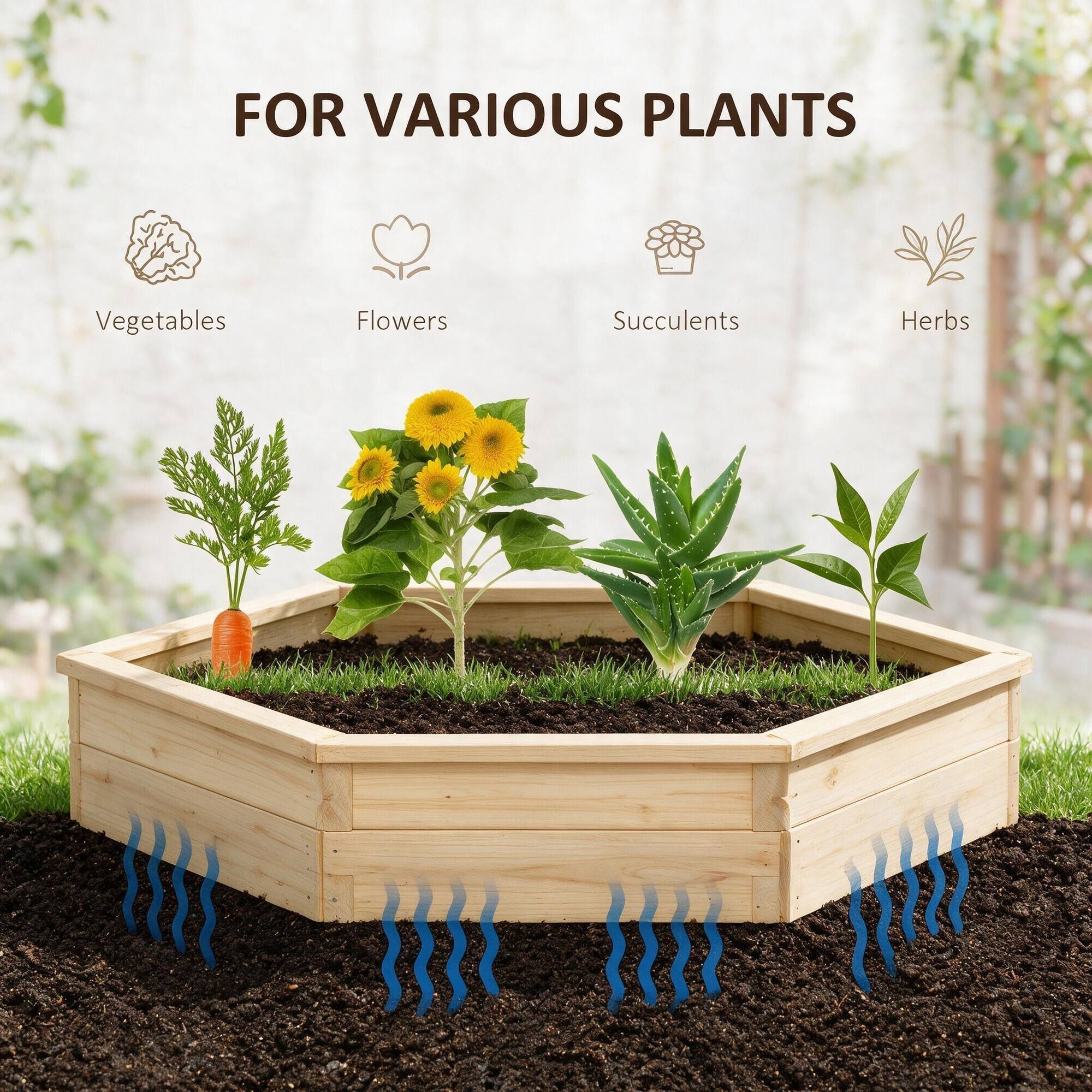 FOR VARIOUS PLANTS

Vegetables
Flowers
Succulents
Herbs