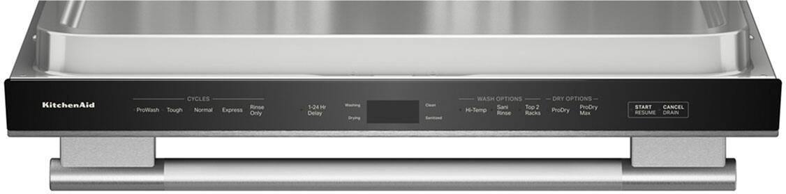 KitchenAid

CYCLES
- Broil
- Toast
- Eco
- Express
- Rinse
- 1-24 hr
- Normal

WASH OPTIONS
- High Temp
- Sanitize
- Top 2
- PreSoak
- ProDry

OPTIONS
- Delay
- Energy
- Rinse
- Recycle
- Max

START CANCEL
- START
- CANCEL

RESUME DRAIN