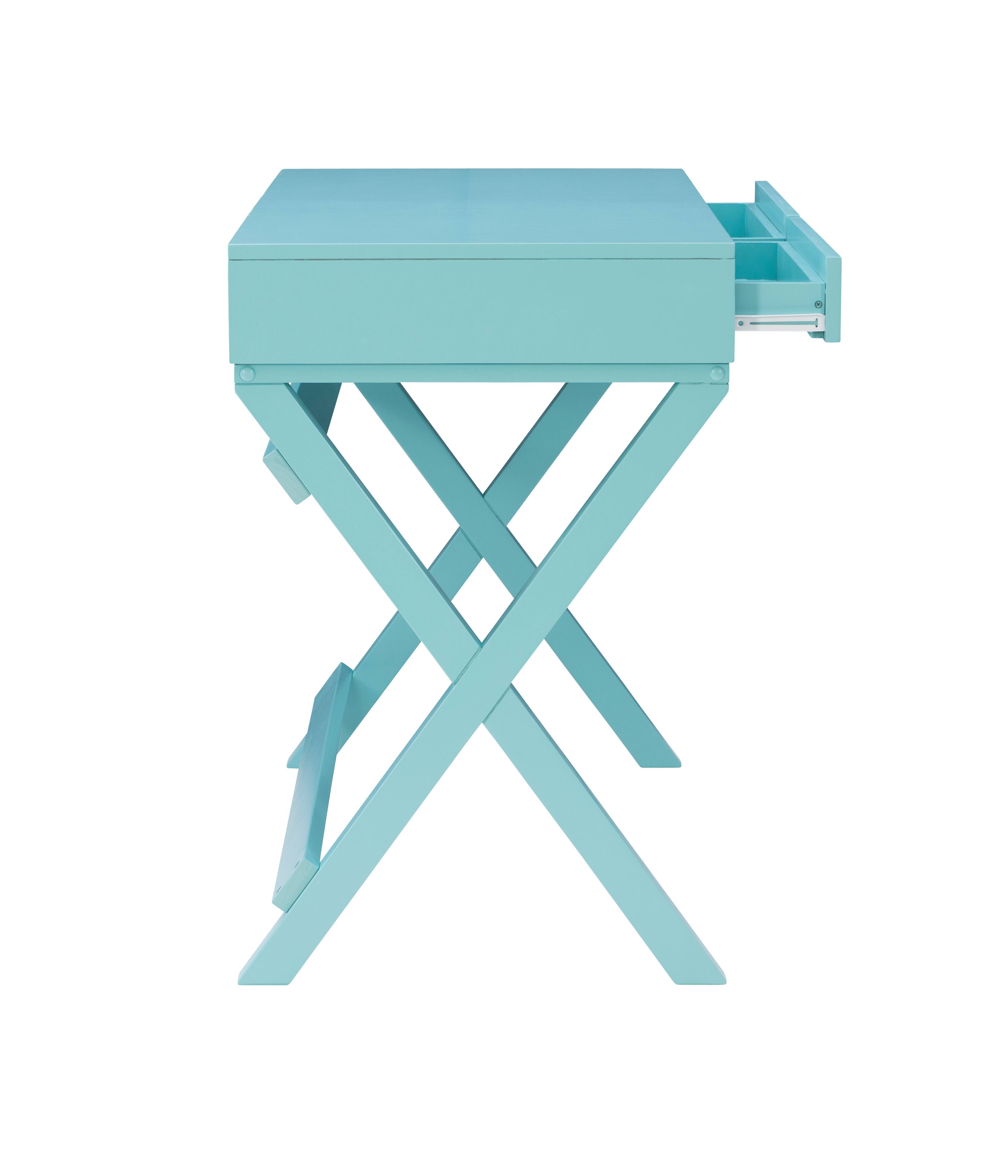 Alt View 15. Linon Home Décor - Penrose Two-Drawer Campaign-Style Writing Desk - Blue.