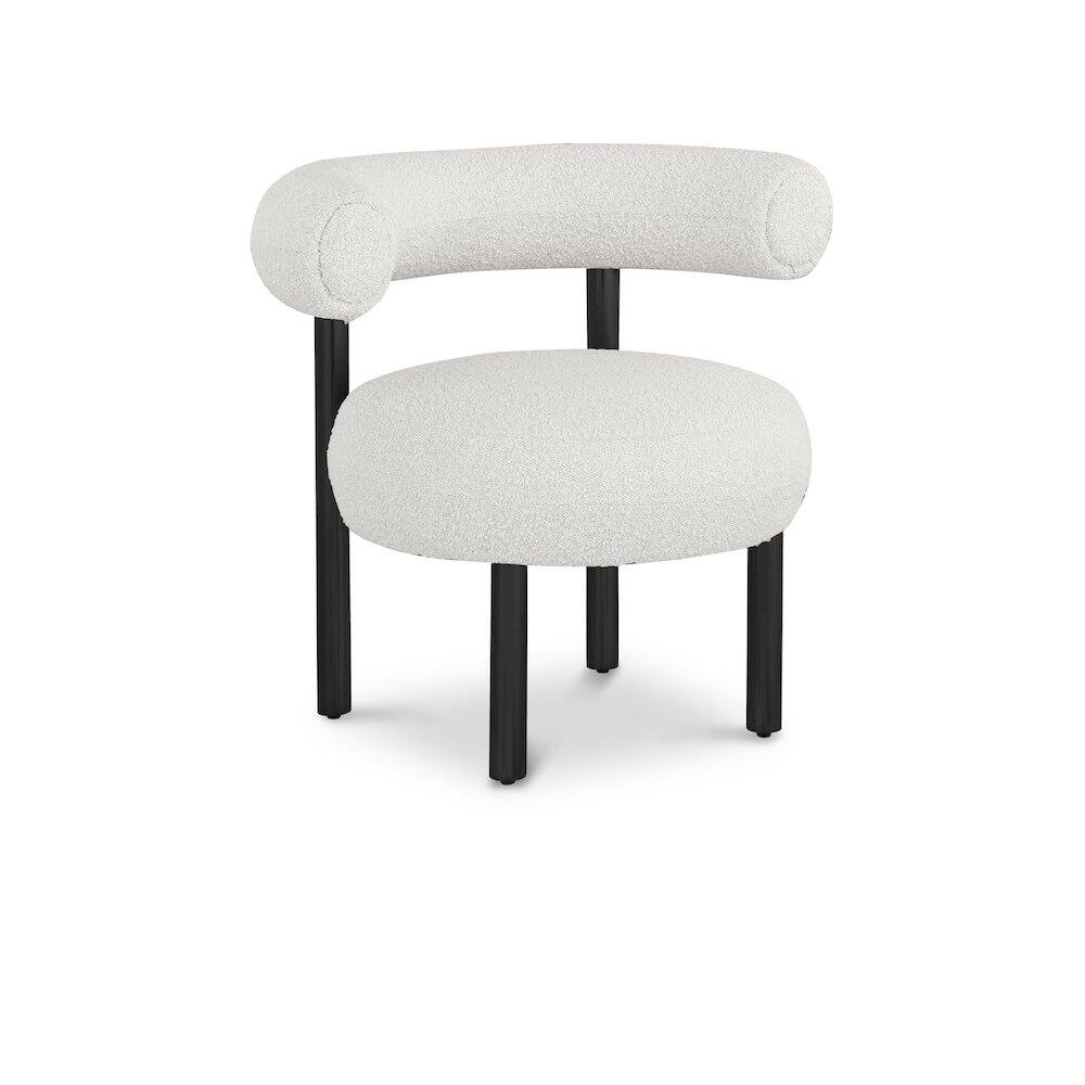 Front. Meridian Furniture - Bordeaux Cream Boucle Fabric Accent Chair - Beige.