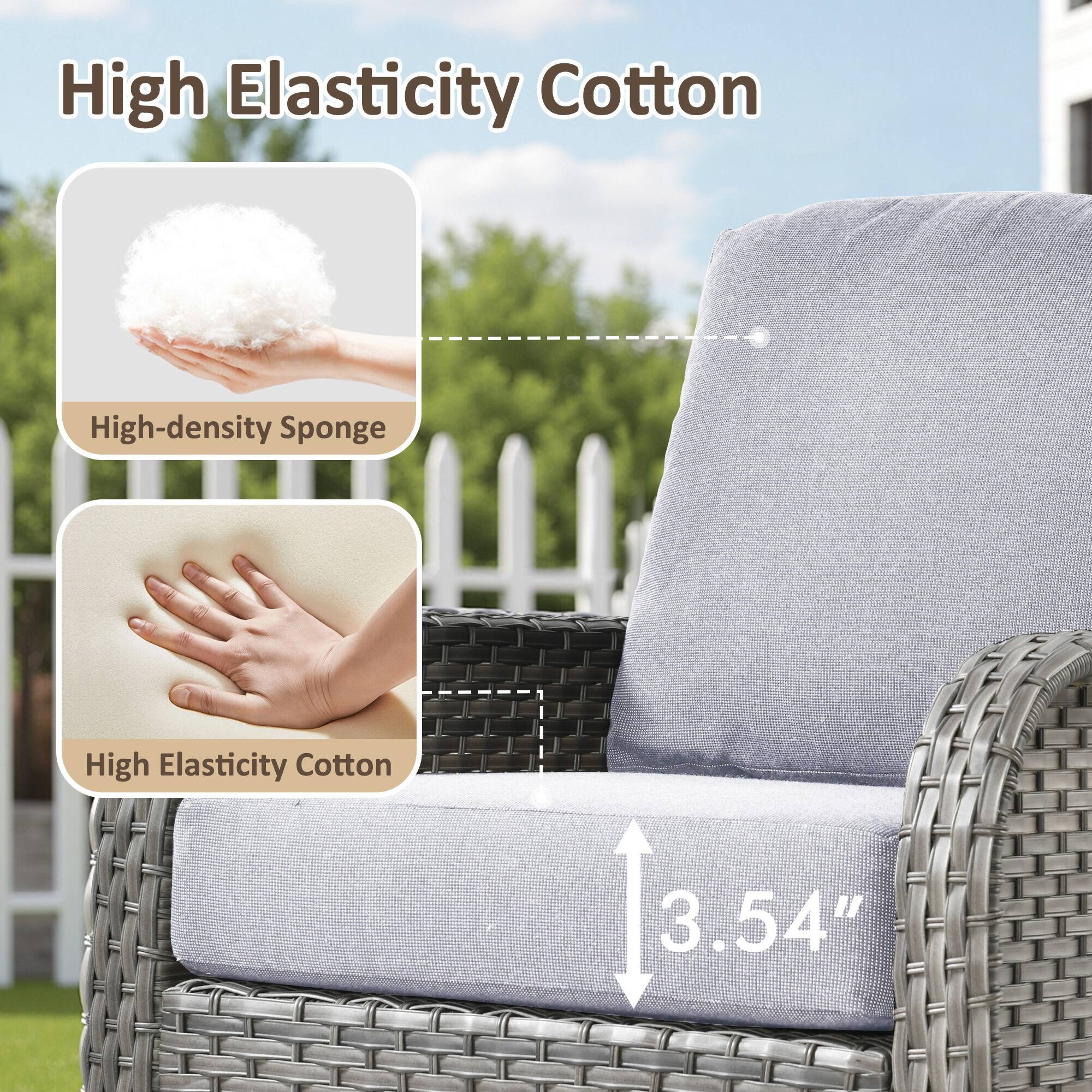 High Elasticity Cotton

- High-density Sponge
- High Elasticity Cotton

3.54"