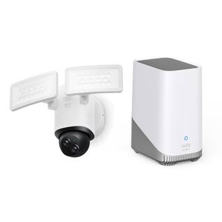 eufy - Floodlight Camera E340 With HomeBase S380 (HomeBase 3), Outdoor Wired Security Camera Dual Lens - Black+White