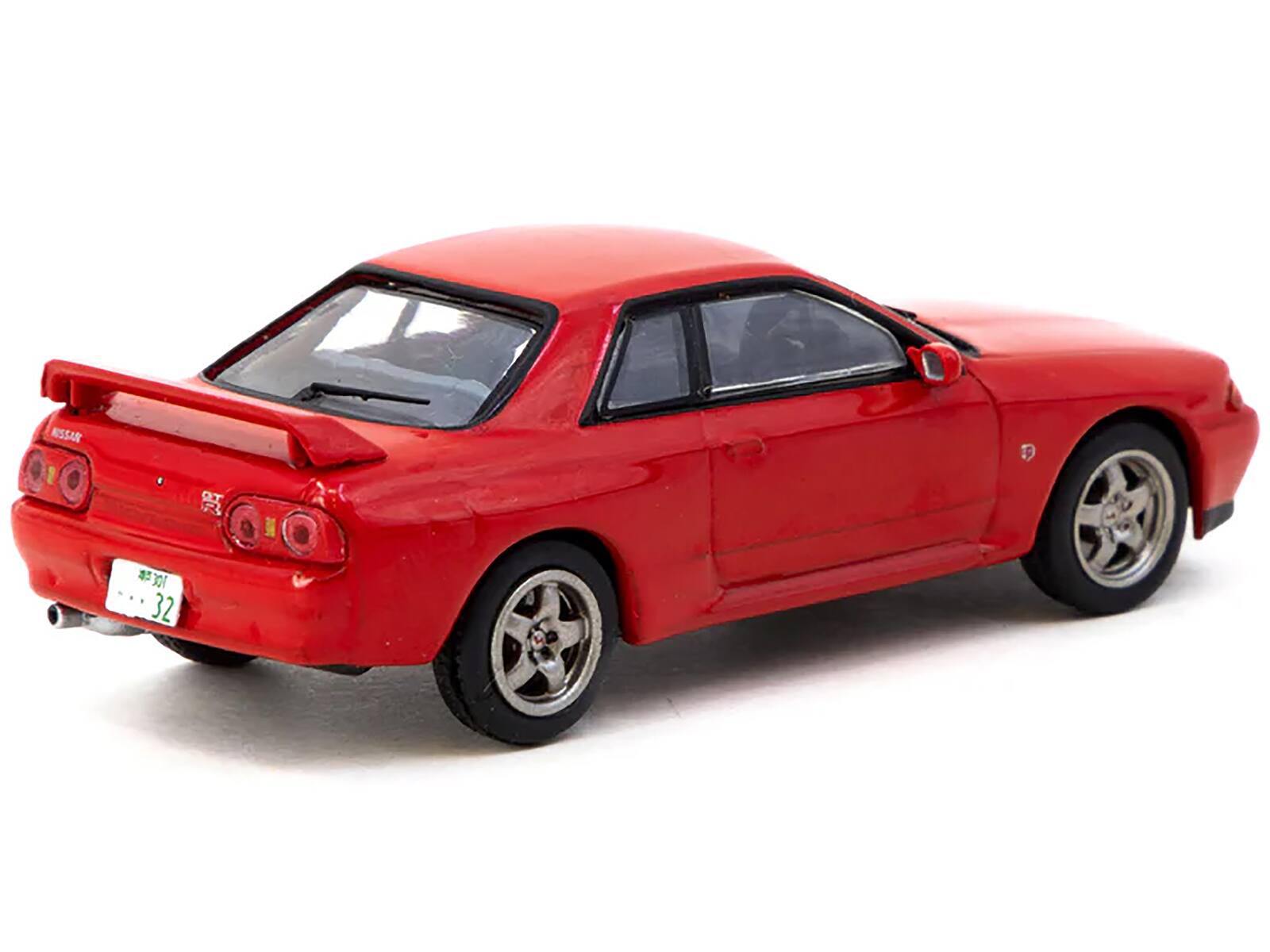Left. Tarmac Works - Nissan Skyline GT-R (BNR32) RHD (Right Hand Drive) Red "J Collection" Series 1/64 Diecast Model by Tarmac Works - Red.