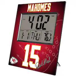 Keyscaper - Patrick Mahomes Kansas City Chiefs Digital Desk & Wall Clock - Multicolor