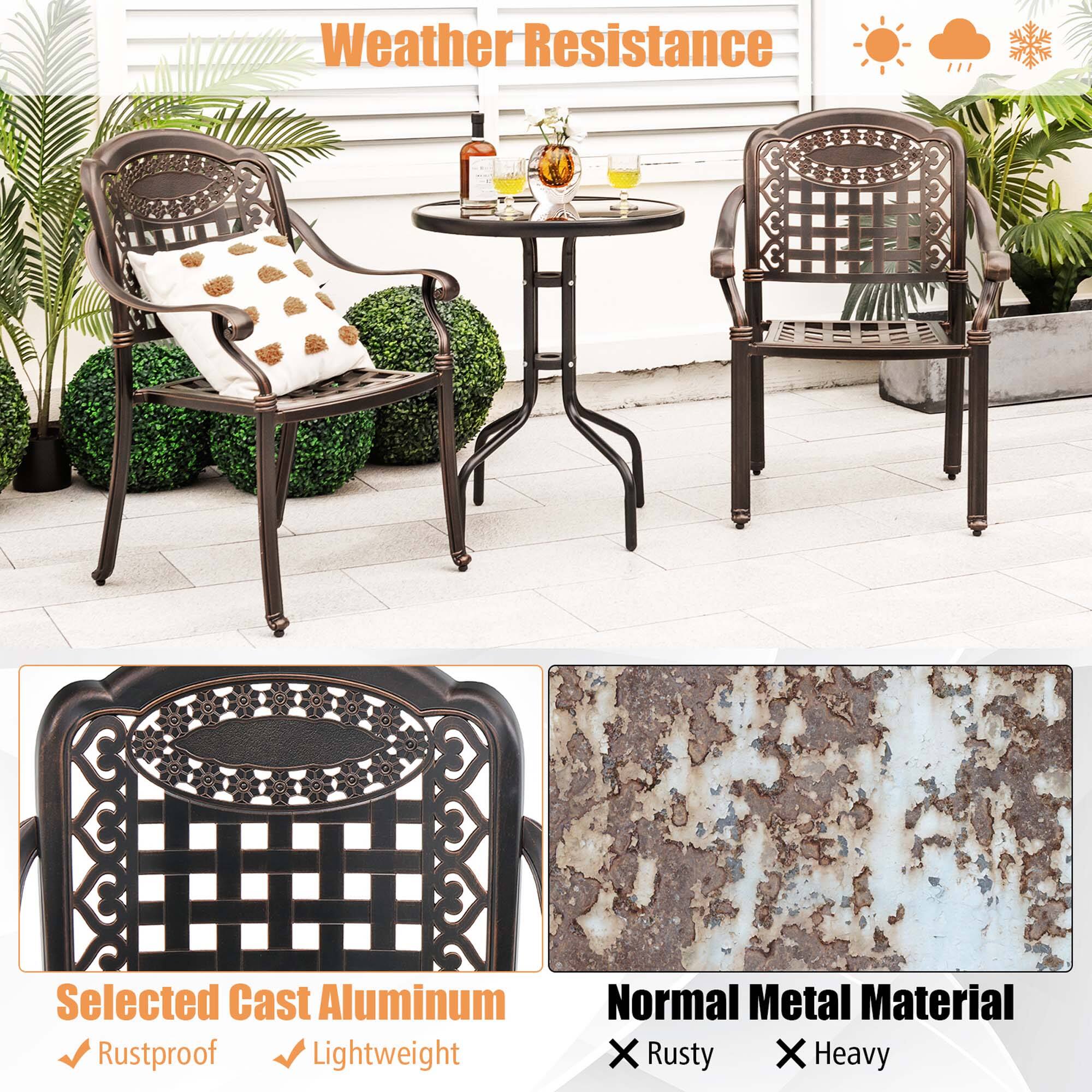 Weather Resistance

Selected Cast Aluminum
✓ Rustproof
✓ Lightweight

Normal Metal Material
✗ Rusty
✗ Heavy