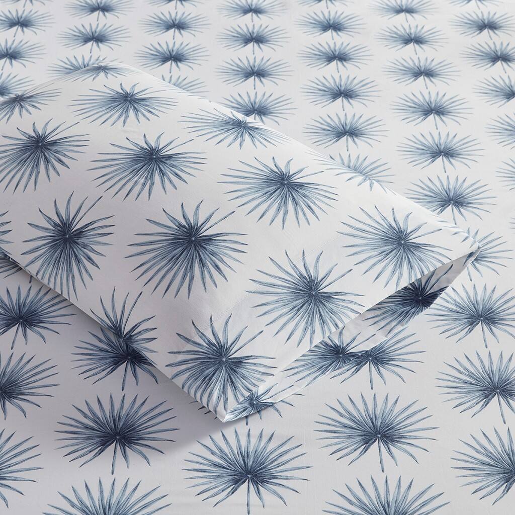 Alt View 3. Gracie Mills - Gracie Mills Esme Breathable Printed Cotton Percale Sheet Set - Blue Palmetto.