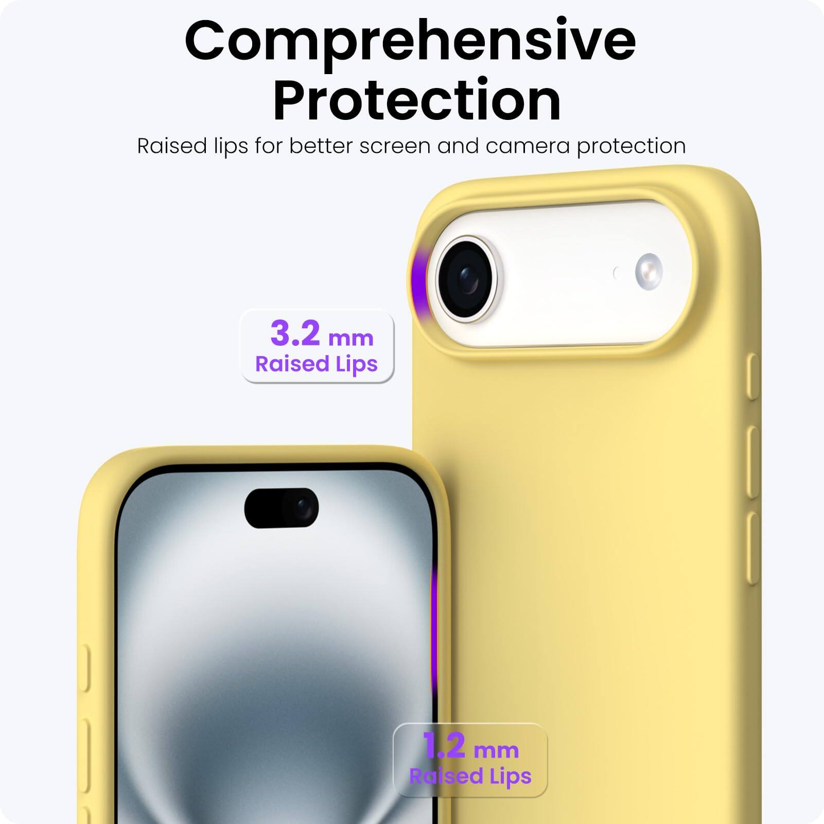Comprehensive Protection

Raised lips for better screen and camera protection

3.2 mm Raised Lips

1.2 mm Raised Lips
