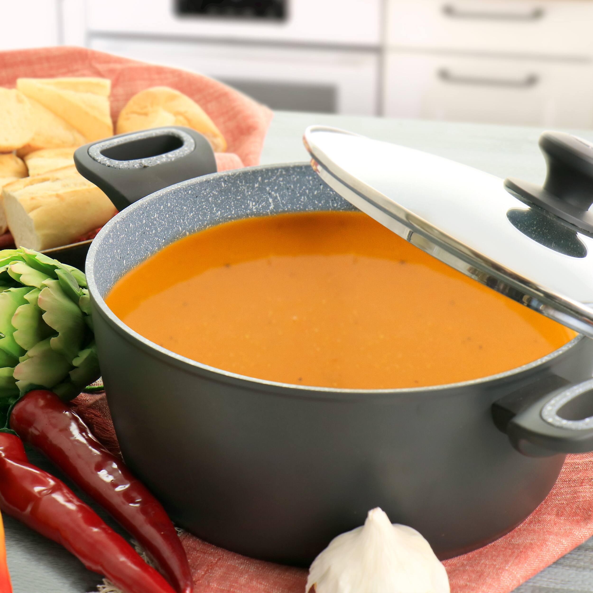 Alt View 4. Oster - Oster Bastone 5.3 Quart Nonstick Aluminum Dutch Oven in Speckled Gray - Grey.