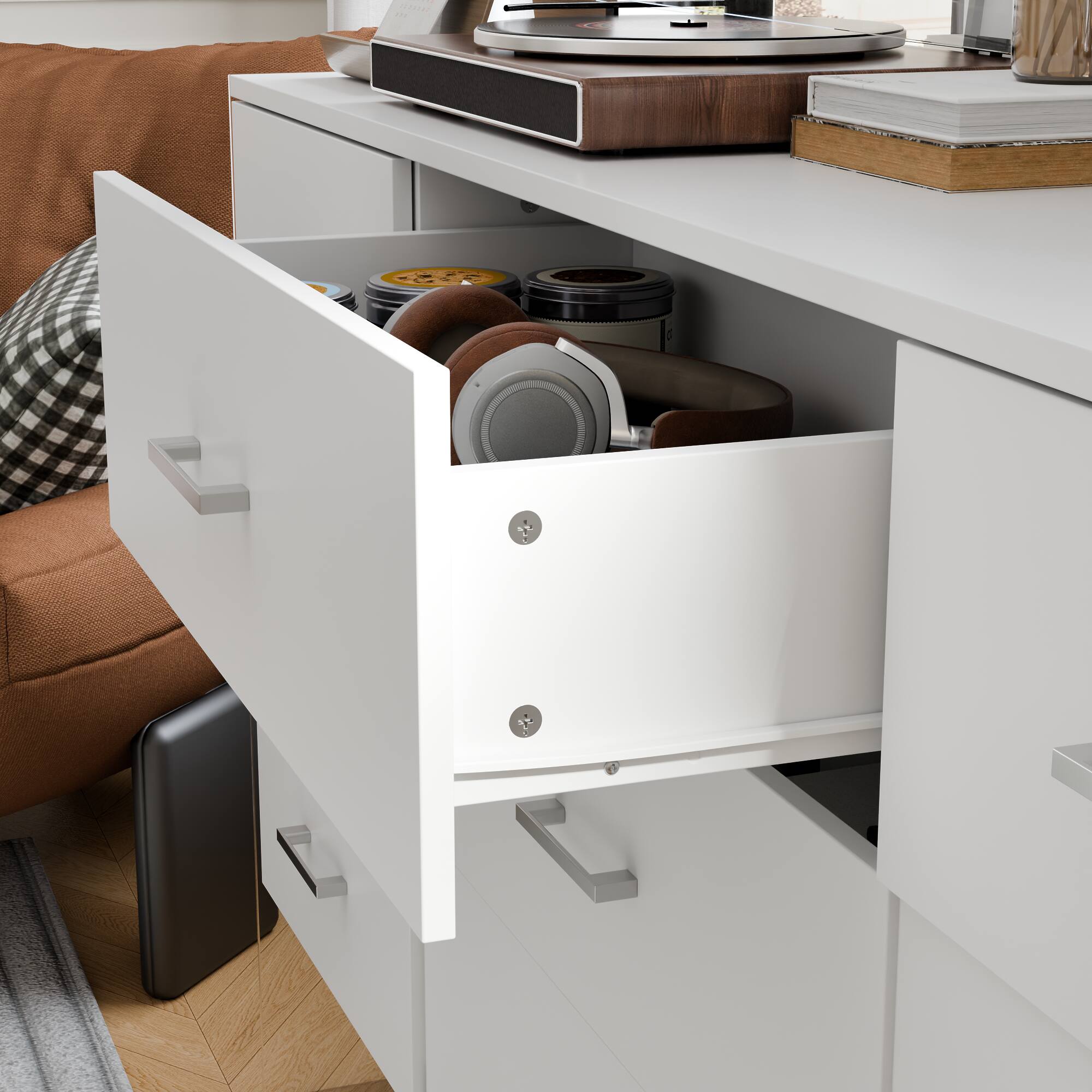 Alt View 8. Famapy - Famapy Modern Dresser: Tempered Glass Legs & Anti - Tipping Safety - White.