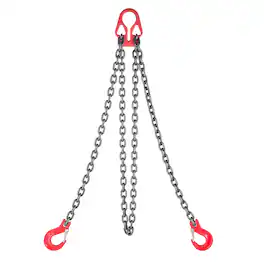 VEVOR - Chain Sling, 5/16 in x 10 ft Lifting Chains with 2 Leg Grab Hooks, Heavy Duty G80 Alloy Steel Lifting Sling, 7000LBS - Red;Silver