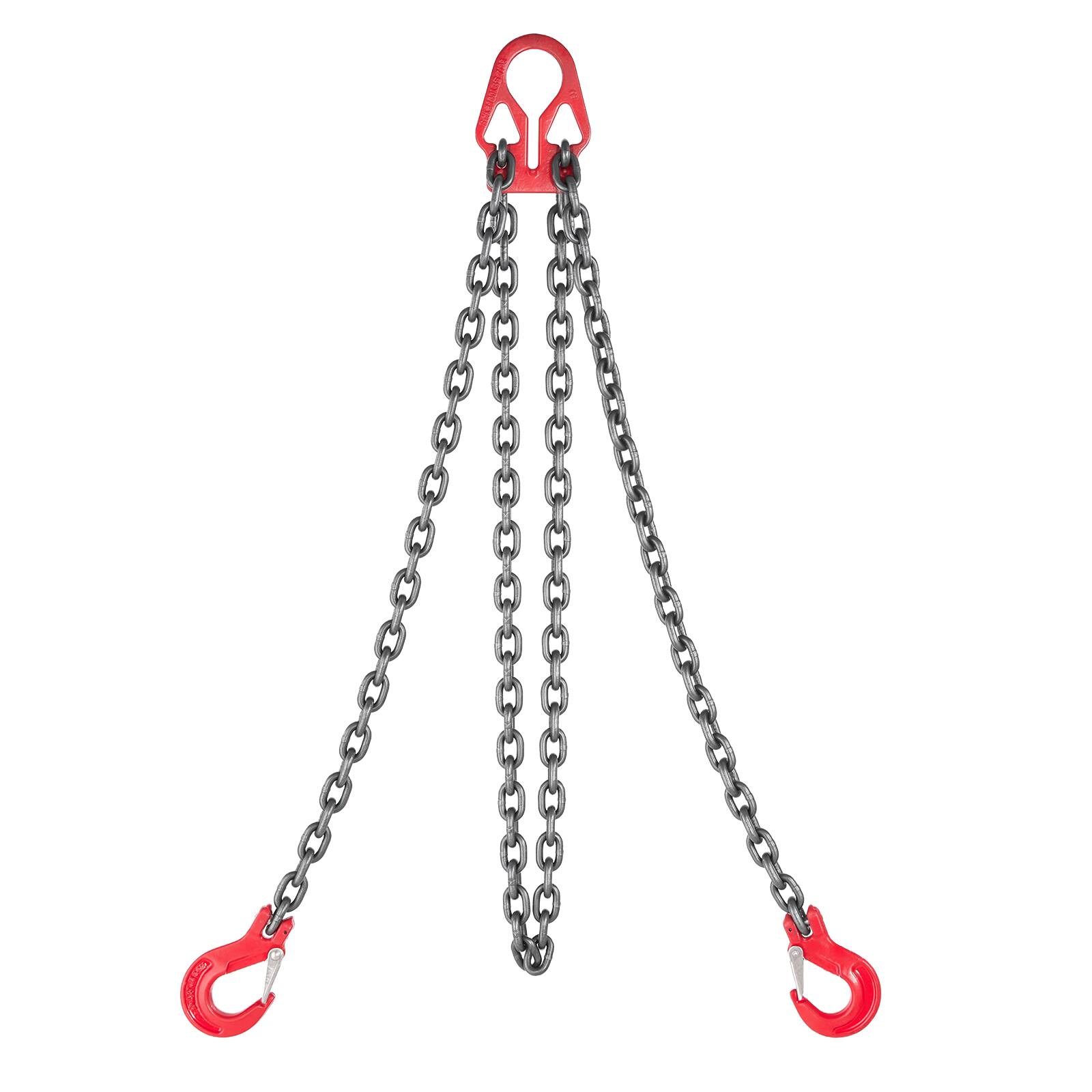 Front. VEVOR - Chain Sling, 5/16 in x 10 ft Lifting Chains with 2 Leg Grab Hooks, Heavy Duty G80 Alloy Steel Lifting Sling, 7000LBS - Red;Silver.