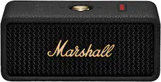 Front. Marshall - Emberton III Portable Bluetooth Speaker with Rugged Waterproof / Dust-proof Wireless Design - Black and Brass.