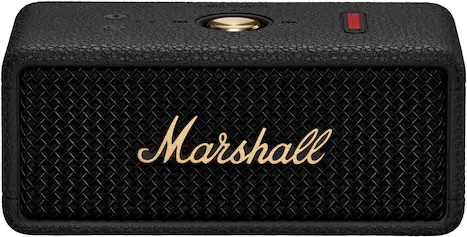 Front. Marshall - Emberton III Portable Bluetooth Speaker with Rugged Waterproof / Dust-proof Wireless Design - Black and Brass.